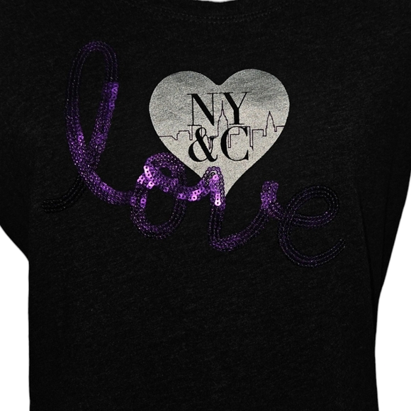 New York & Company Logo Sequin Branded Short Sleeve Tee - Picture 3 of 3